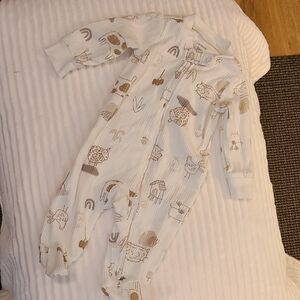 Baby One Piece Pajama - Cream and Brown